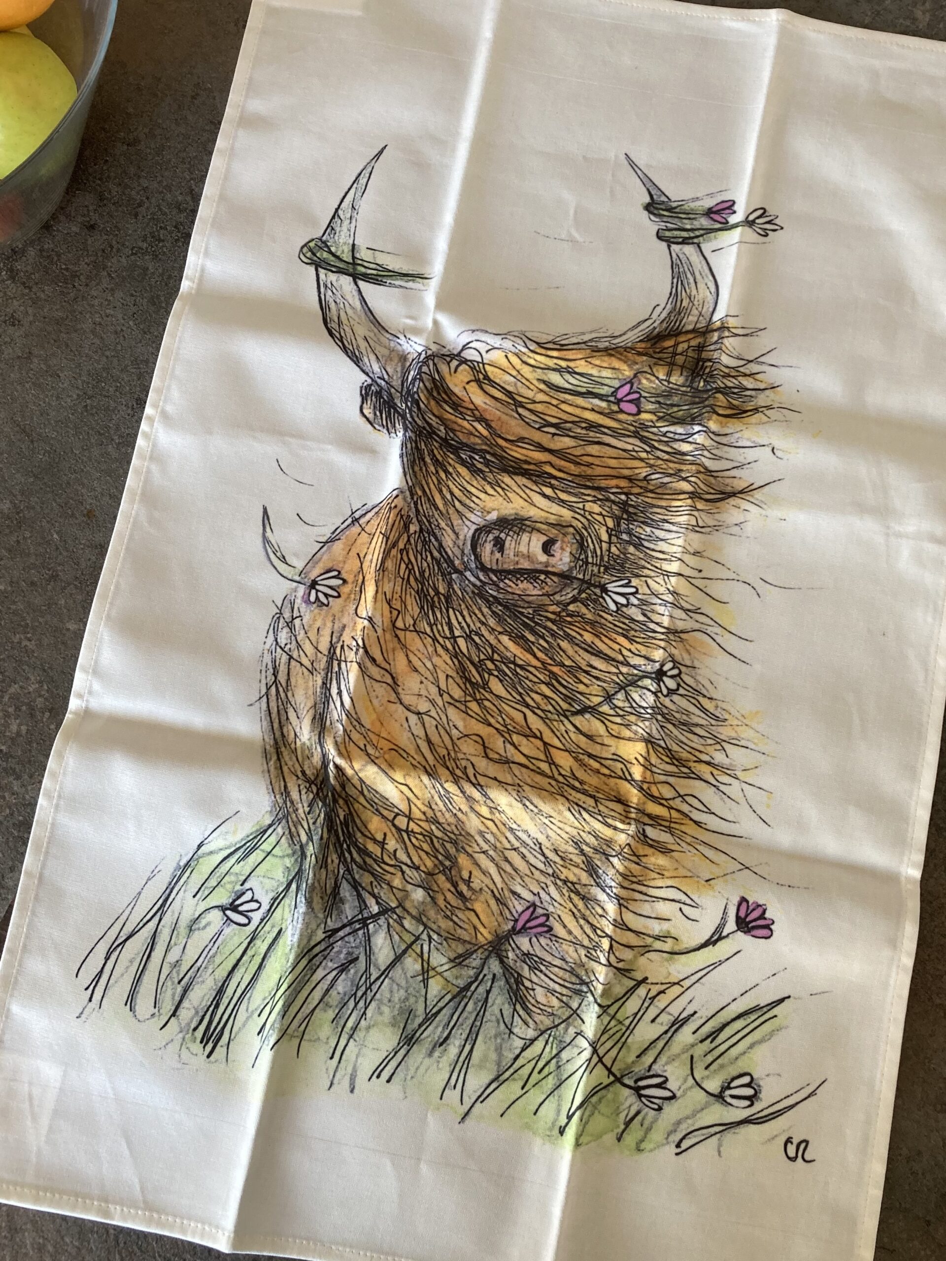 Highland cow tea clearance towel